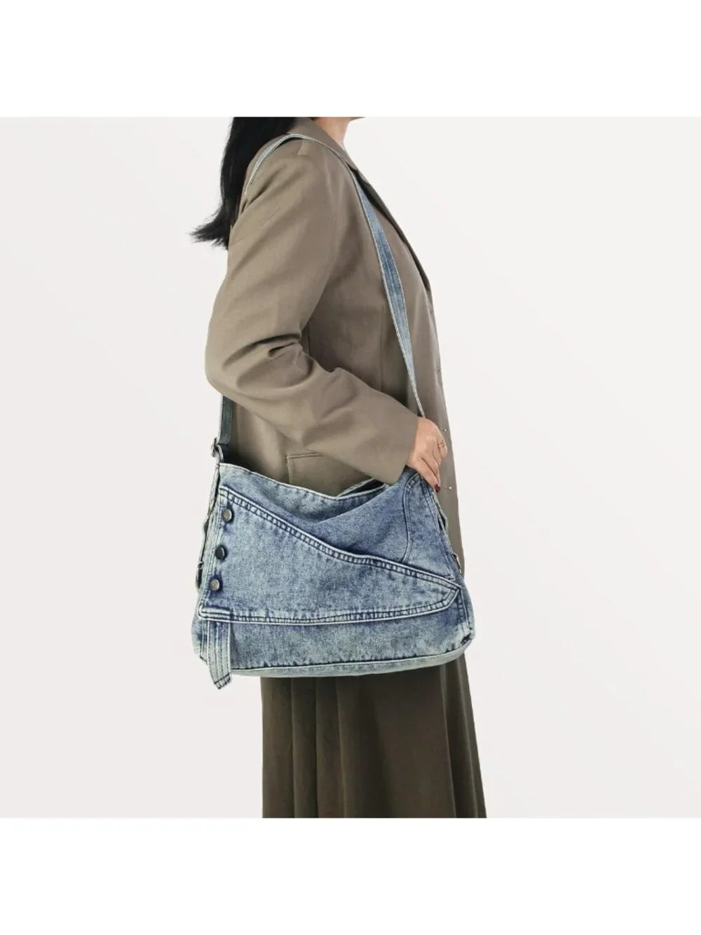 Retro Denim Hobo Bag for Women | Adjustable Strap Large Tote Purse Handbag